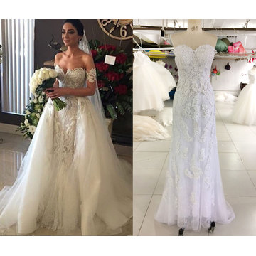 2016 Pop Sale 2 in 1 Wedding Dress with Tulle Train